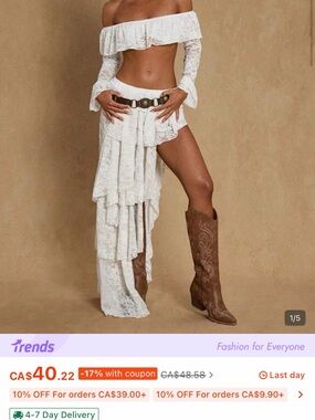White Lace Asymmetrical Ruffle Maxi Skirt